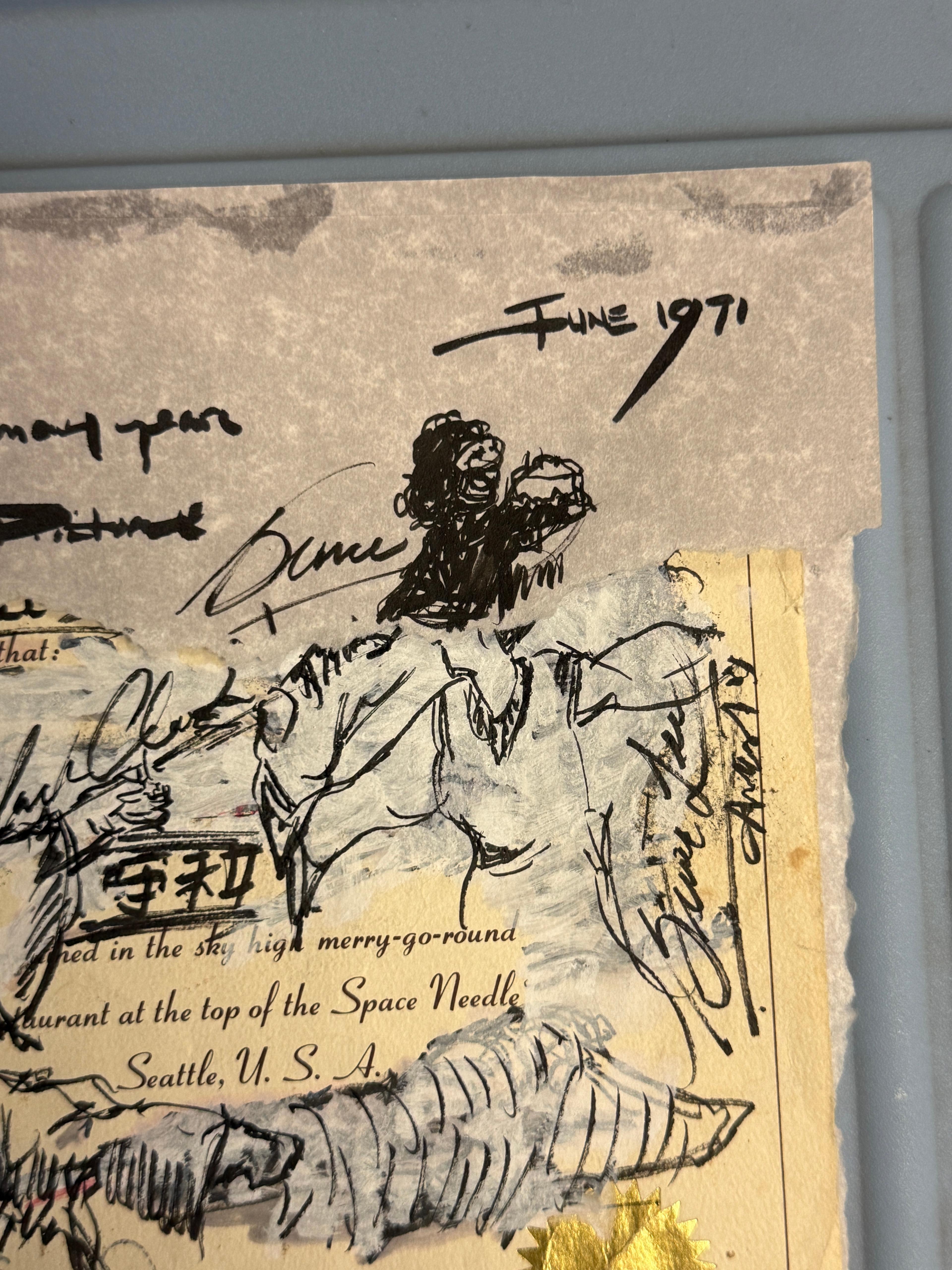Bruce Lee Hand-Signed Illustration Drawing â€“ Gifted to Friend Frank Ho