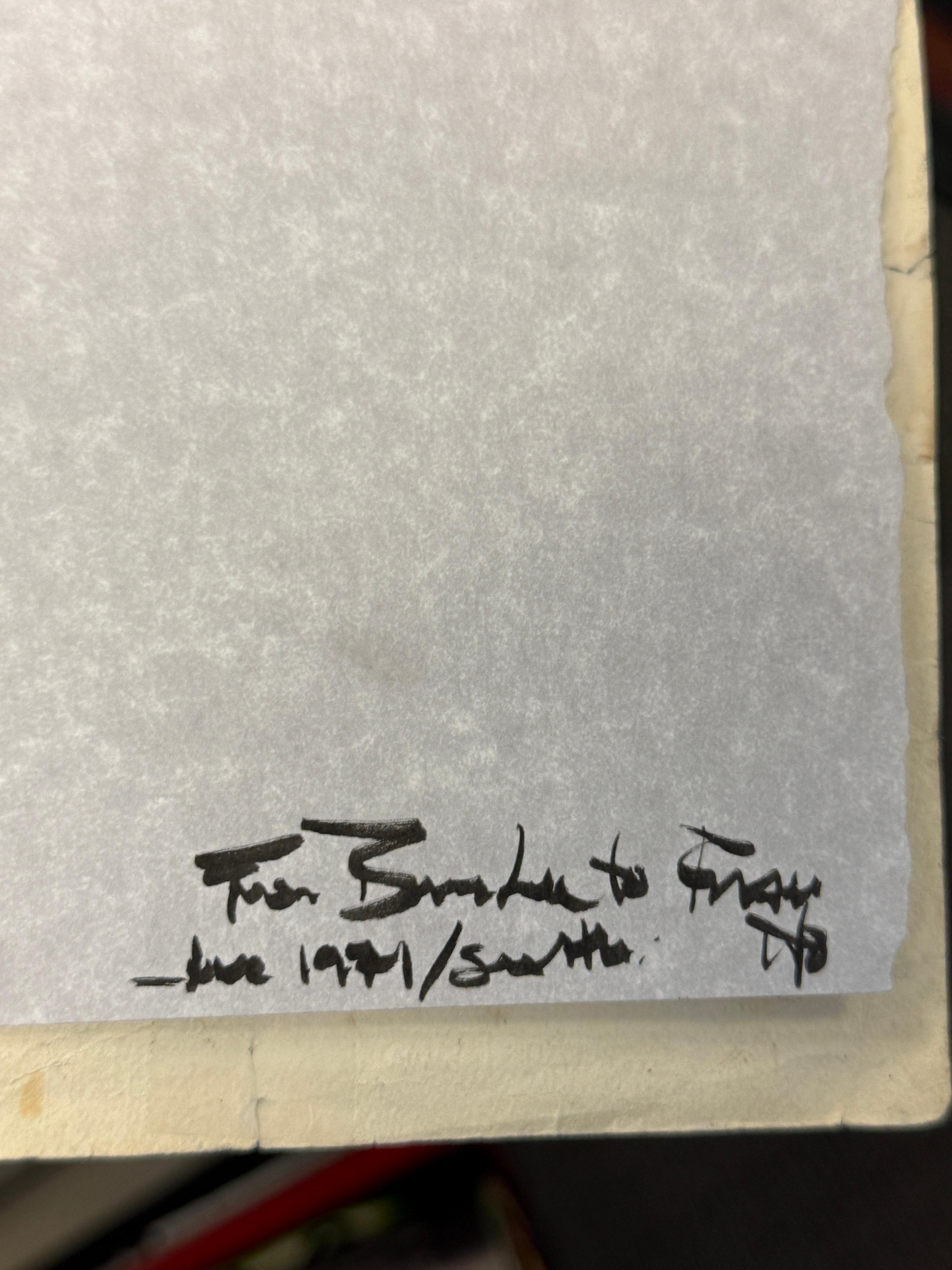Bruce Lee Hand-Signed Illustration Drawing â€“ Gifted to Friend Frank Ho