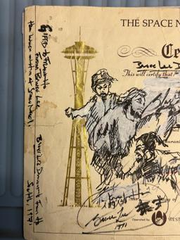 Bruce Lee Hand-Signed Illustration Drawing â€“ Gifted to Friend Frank Ho