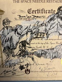 Bruce Lee Hand-Signed Illustration Drawing â€“ Gifted to Friend Frank Ho