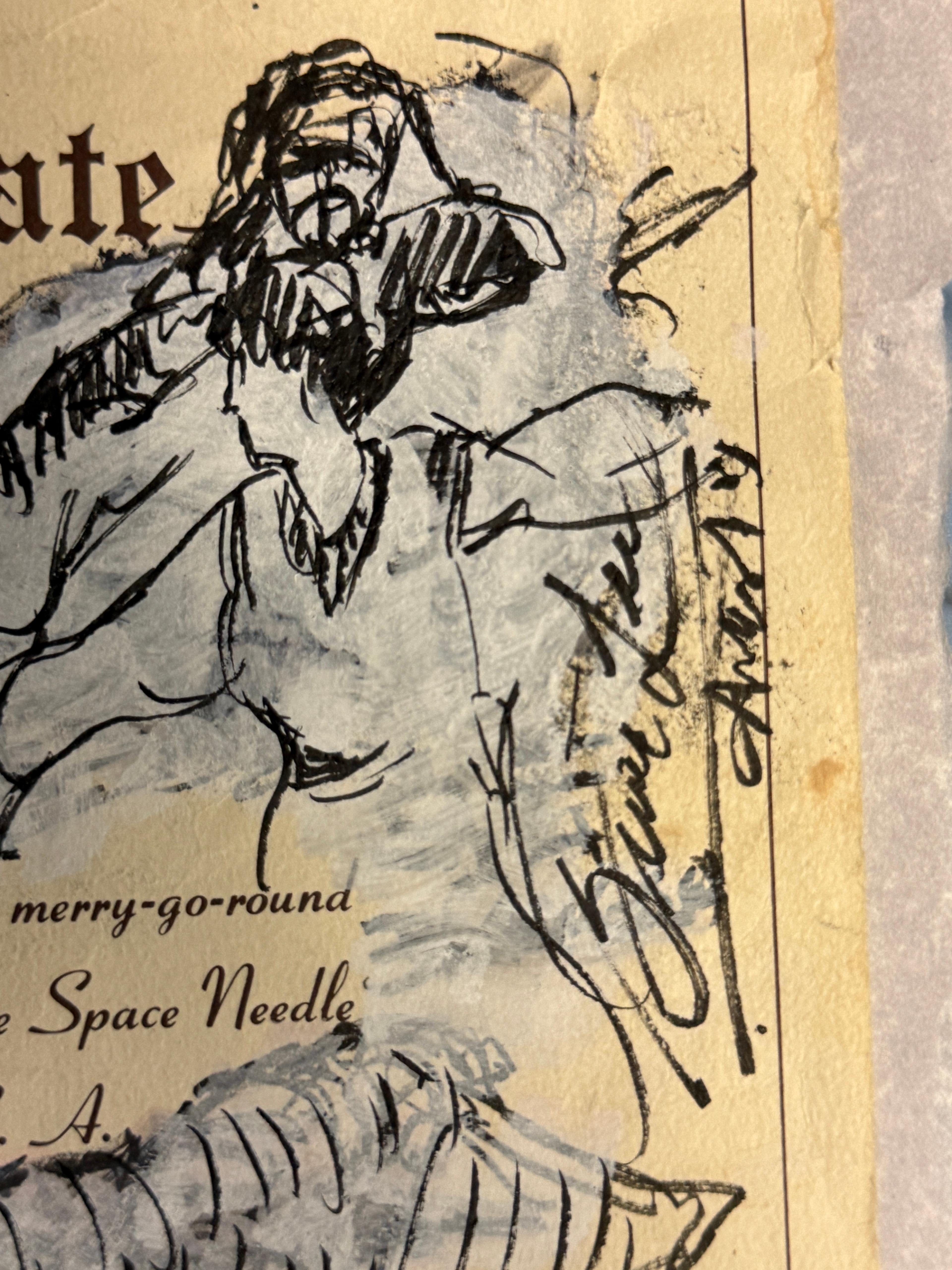 Bruce Lee Hand-Signed Illustration Drawing â€“ Gifted to Friend Frank Ho