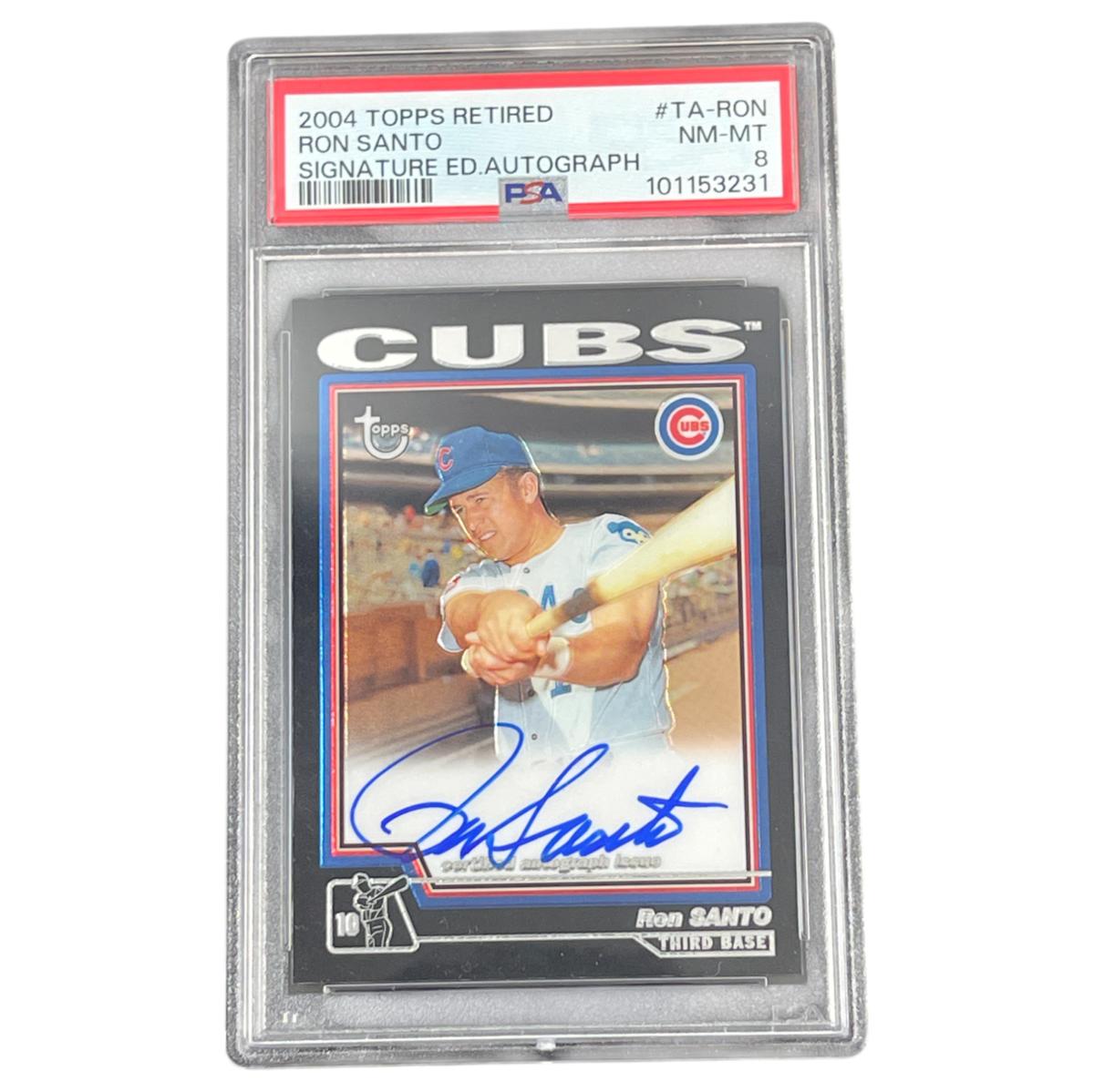 2004 Topps Retired Ron Santo Signature Autograph #TA-RON PSA 8 Baseball Card
