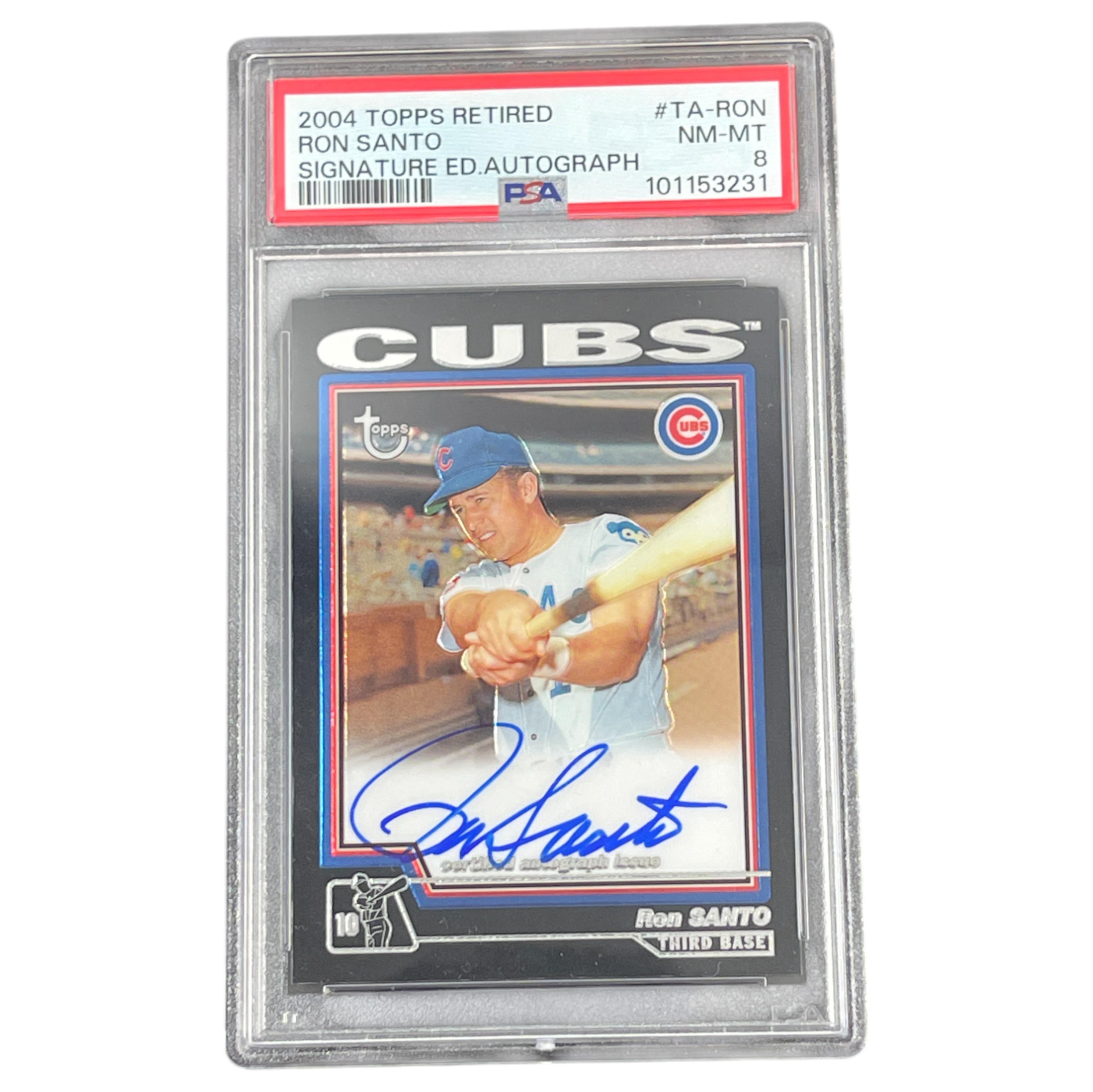 2004 Topps Retired Ron Santo Signature Autograph #TA-RON PSA 8 Baseball Card