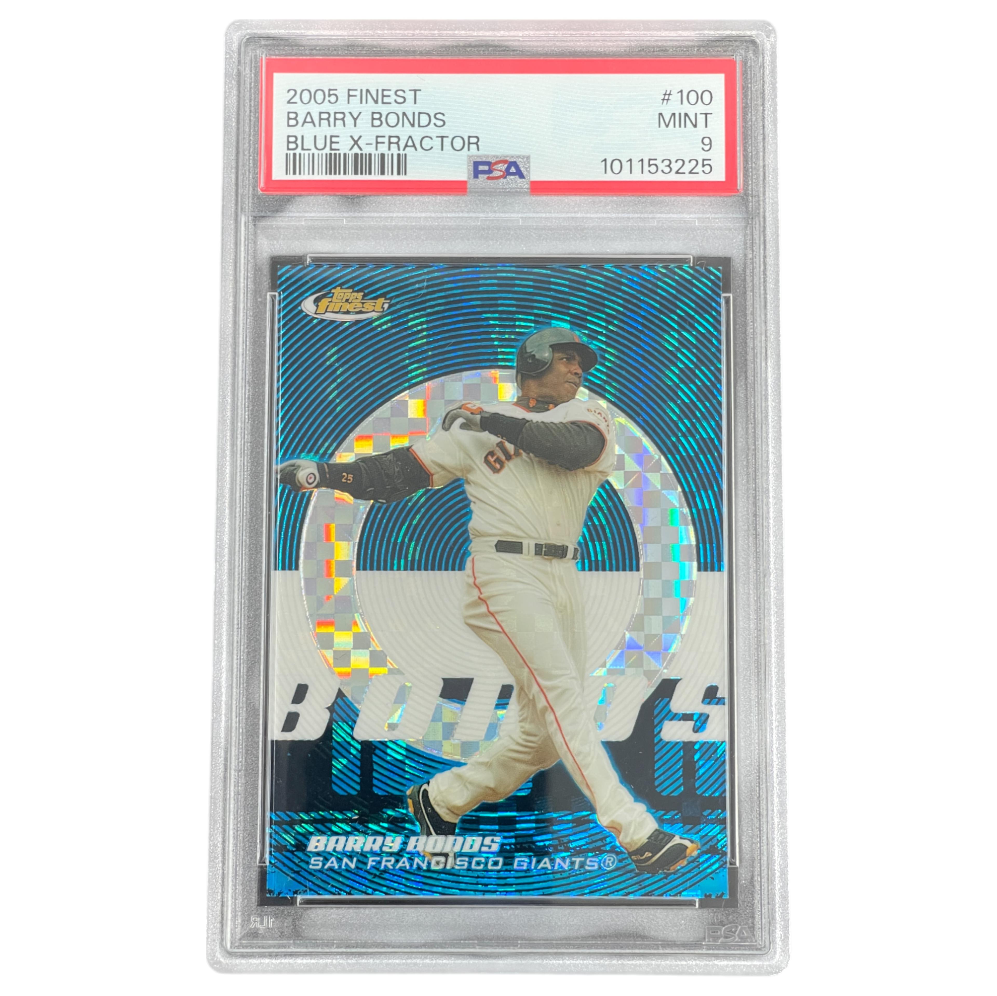 2005 Finest Barry Bonds Blue X-Fractor 107/150 PSA 9 Baseball Card