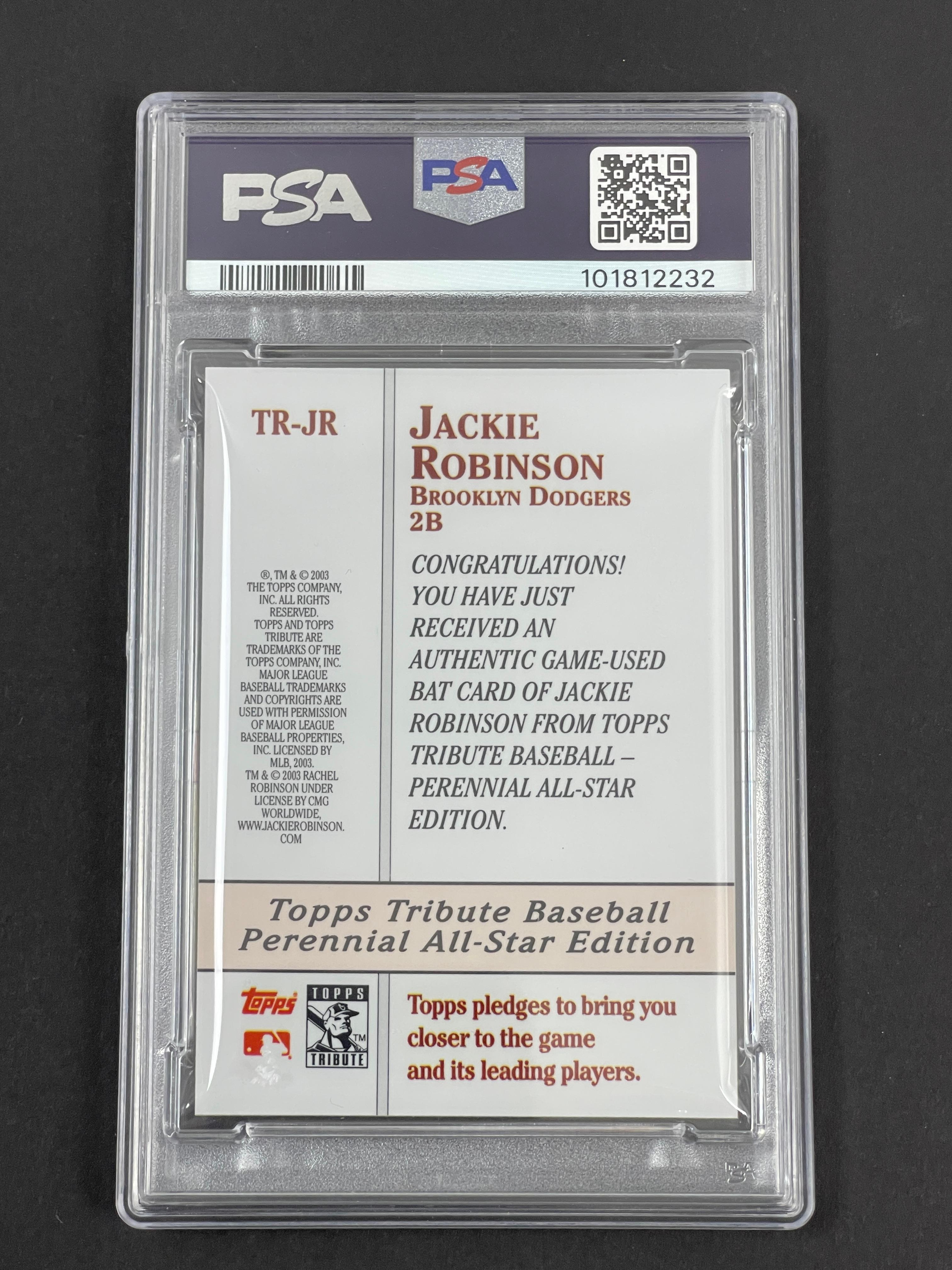 2003 Topps Tribute Jackie Robinson Perennial All-Star Relics PSA 9 Baseball Card