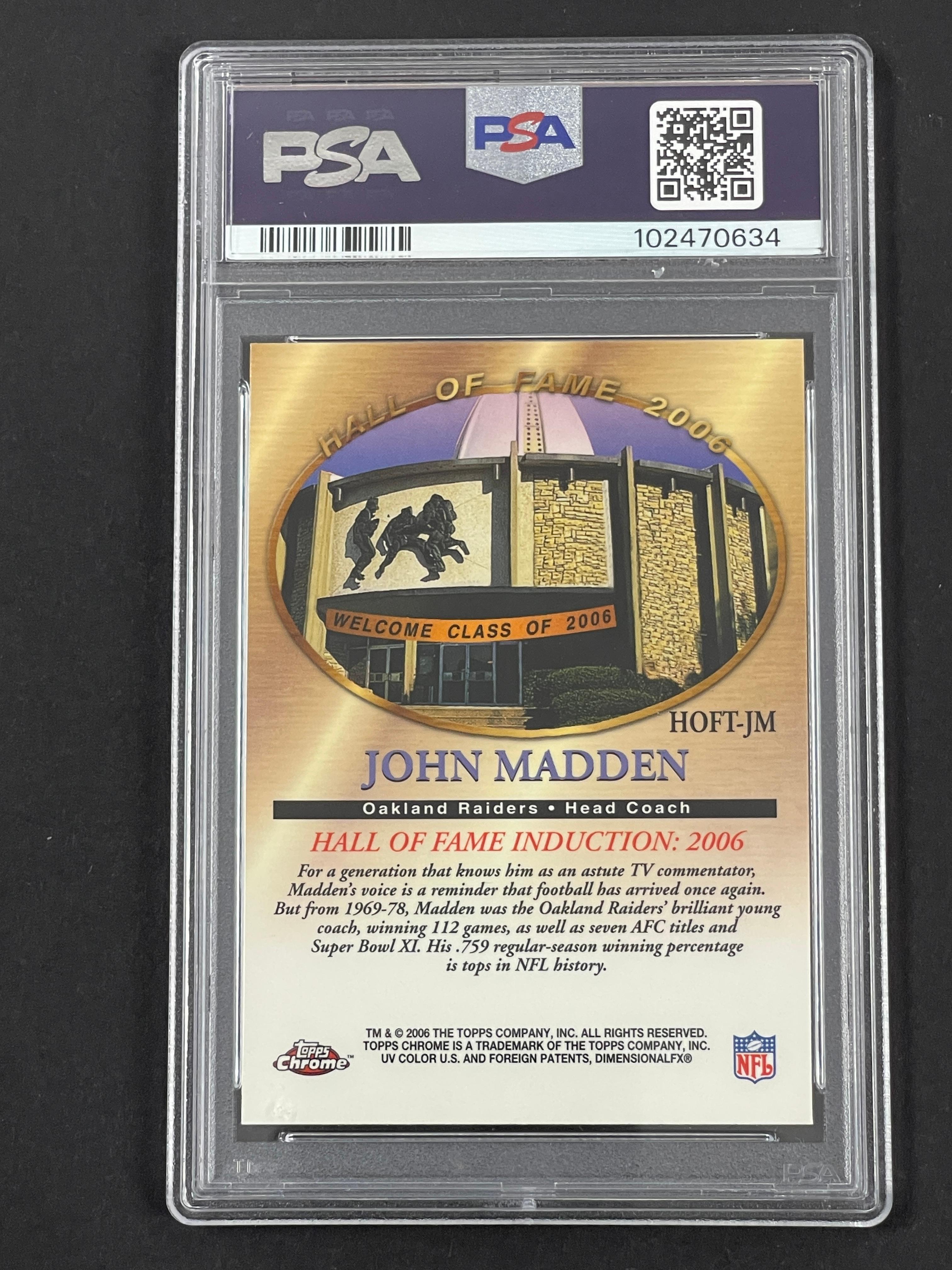 2006 Topps Chrome John Madeen Hall of Fame Tribute PSA 9 Football Card