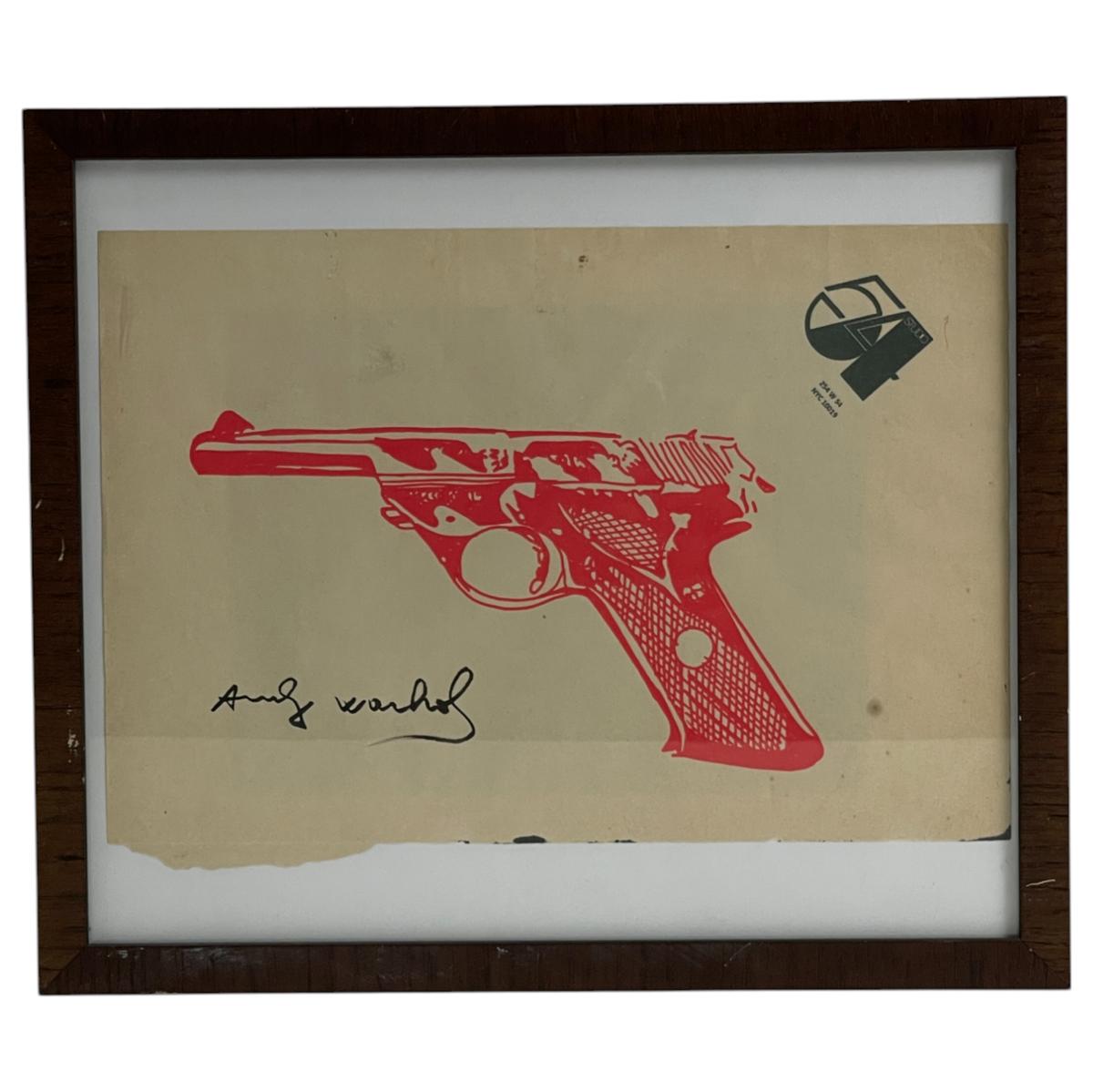 Andy Warhol - Hand Painted and Signed Gun on Studio 54 Letterhead