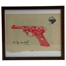 Andy Warhol - Hand Painted and Signed Gun on Studio 54 Letterhead