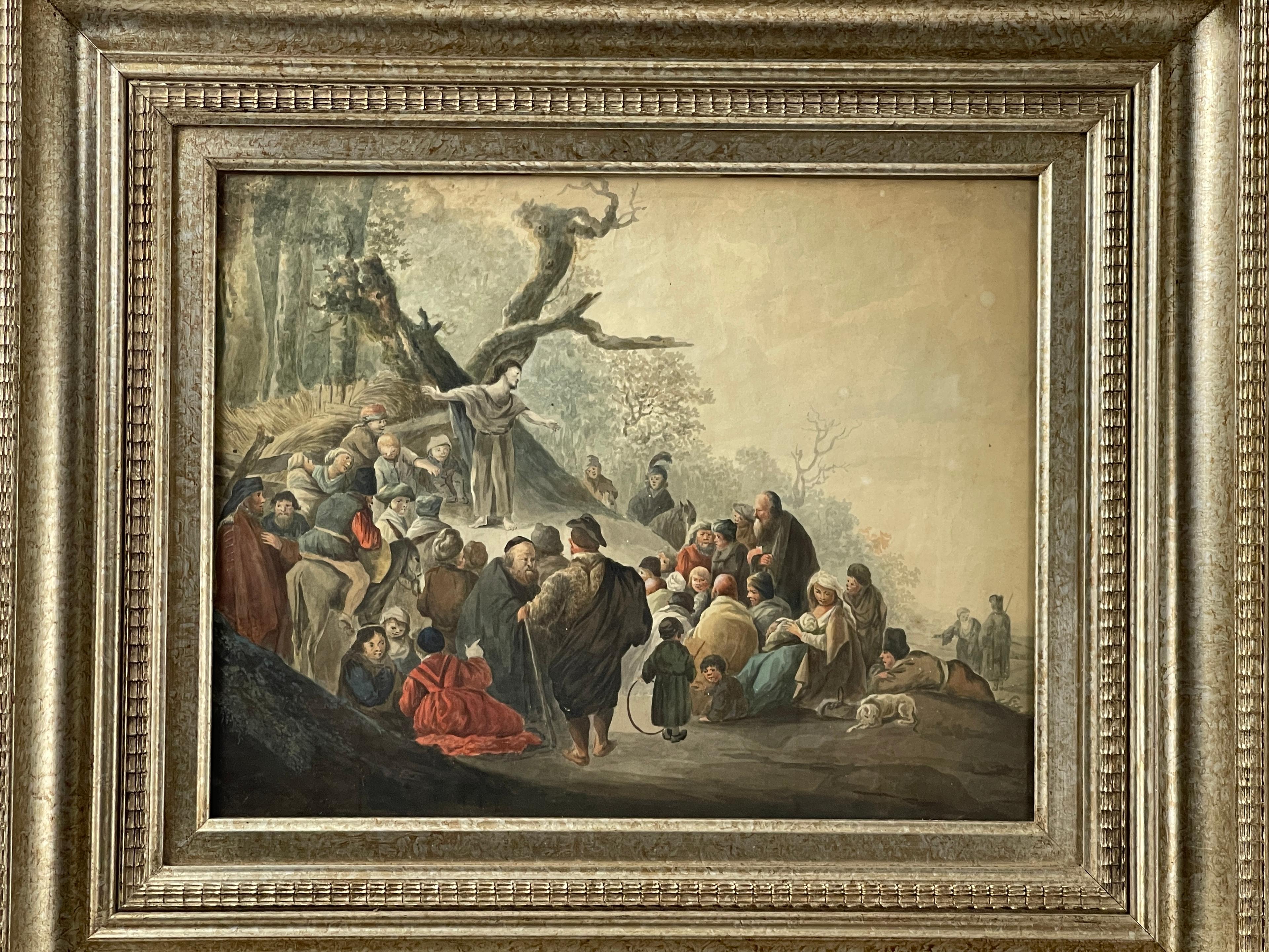 Jacob de Wit (Dutch, 1695â€“1754) â€“ Predication, Religious Watercolor on Paper, Exhibited, Framed