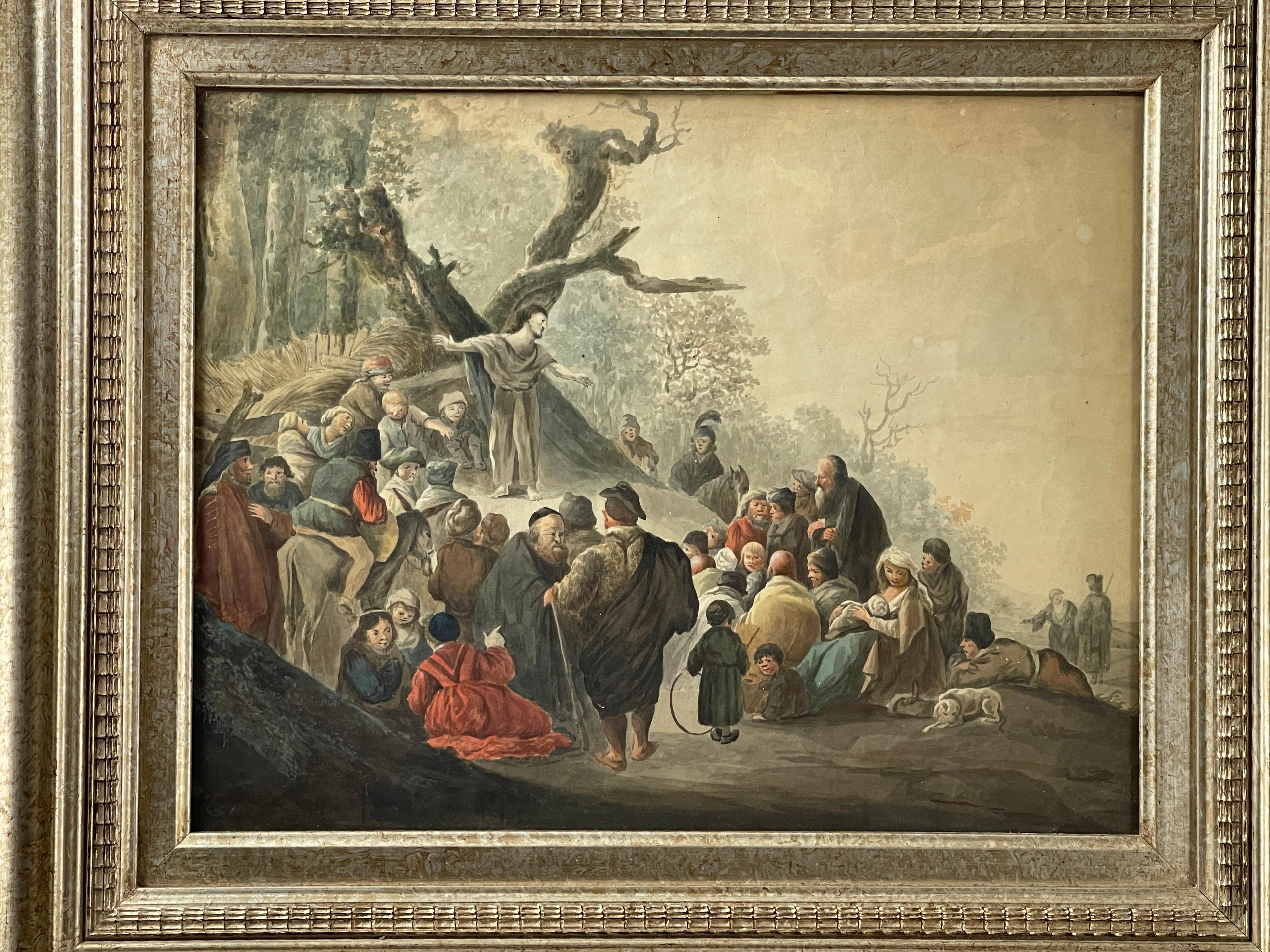 Jacob de Wit (Dutch, 1695â€“1754) â€“ Predication, Religious Watercolor on Paper, Exhibited, Framed