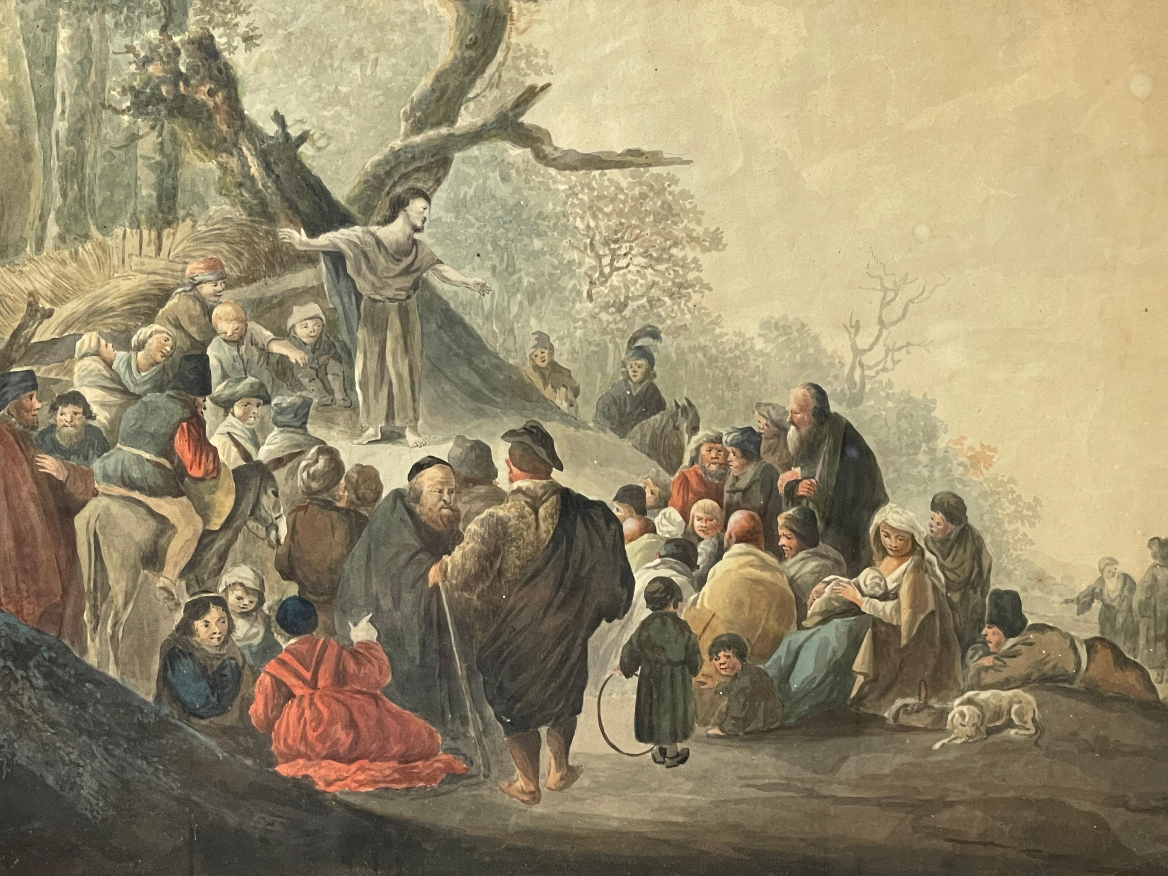 Jacob de Wit (Dutch, 1695â€“1754) â€“ Predication, Religious Watercolor on Paper, Exhibited, Framed