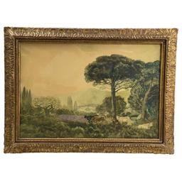 Emile Rene Menard (French, 1862â€“1930) â€“ Classical Landscape, Oil on Canvas, Framed