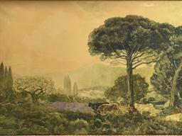 Emile Rene Menard (French, 1862â€“1930) â€“ Classical Landscape, Oil on Canvas, Framed
