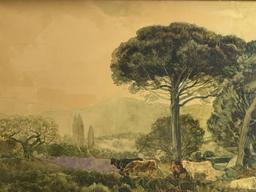 Emile Rene Menard (French, 1862â€“1930) â€“ Classical Landscape, Oil on Canvas, Framed