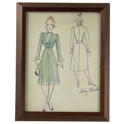 Andy Warhol - Pen & Pencil Costume Design Sketch Drawing Signed Bottom Right