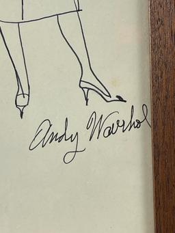 Andy Warhol - Pen & Pencil Costume Design Sketch Drawing Signed Bottom Right