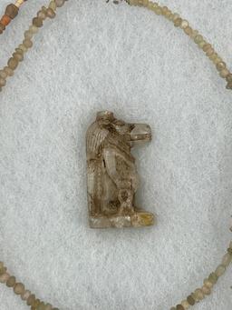 Ancient Stone Bead and Crystal Necklaces with Gold Pendants