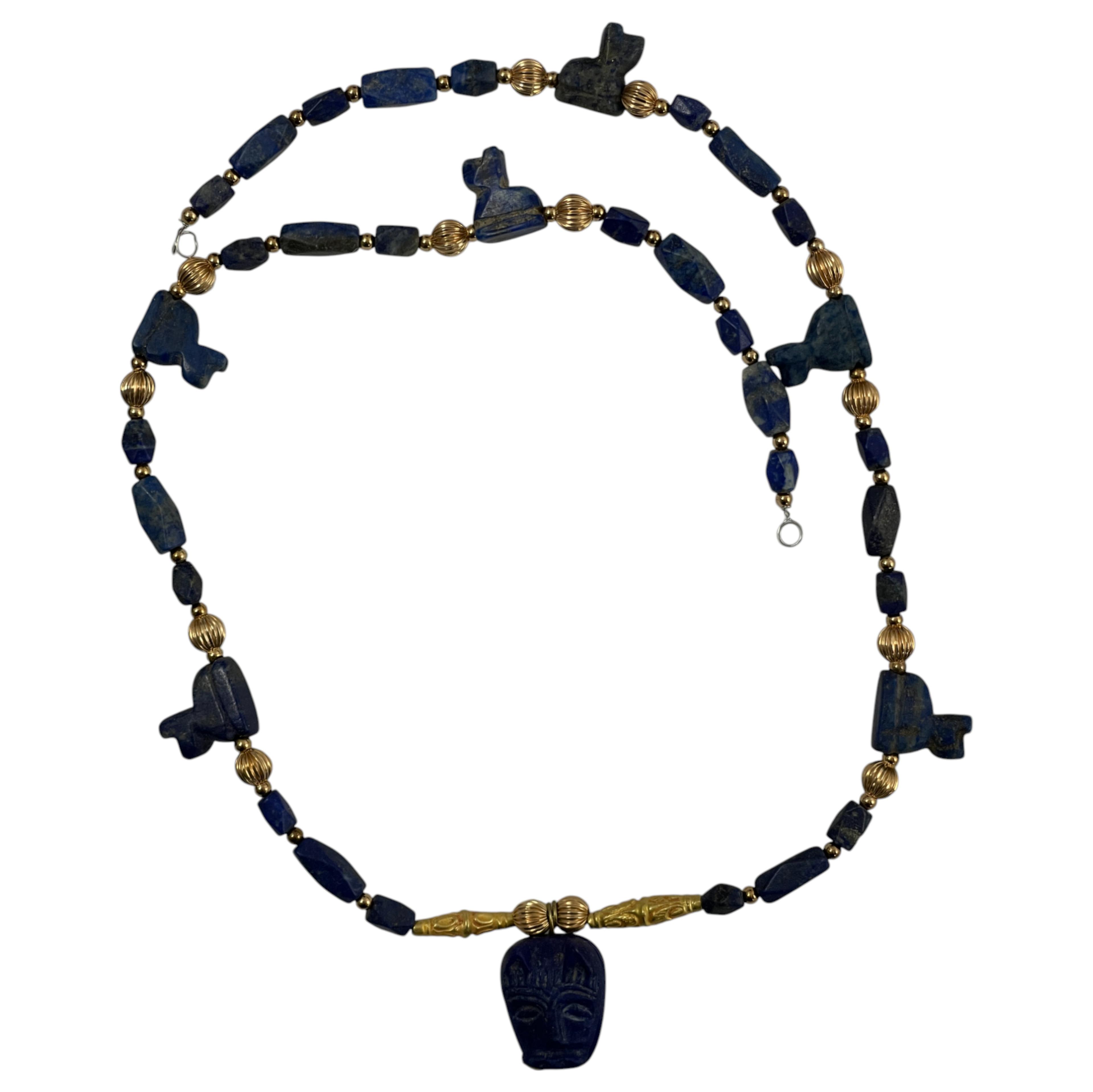 Ancient High Karat Gold Lapis Necklace