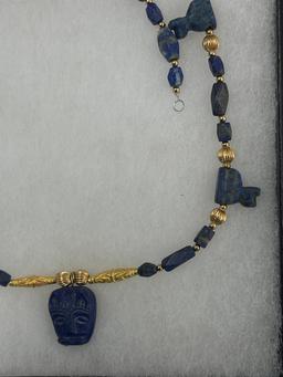 Ancient High Karat Gold Lapis Necklace