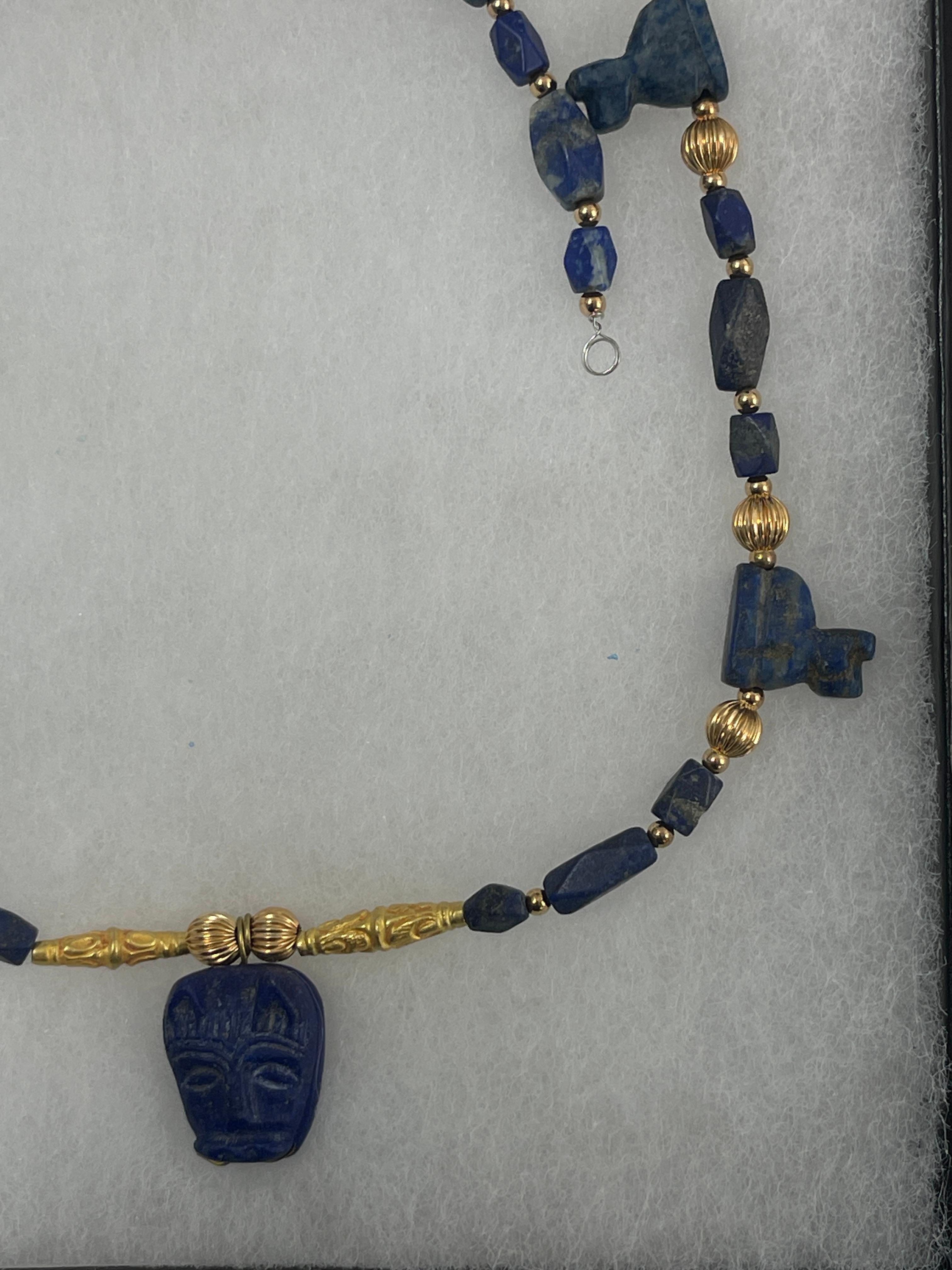 Ancient High Karat Gold Lapis Necklace