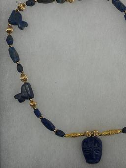 Ancient High Karat Gold Lapis Necklace