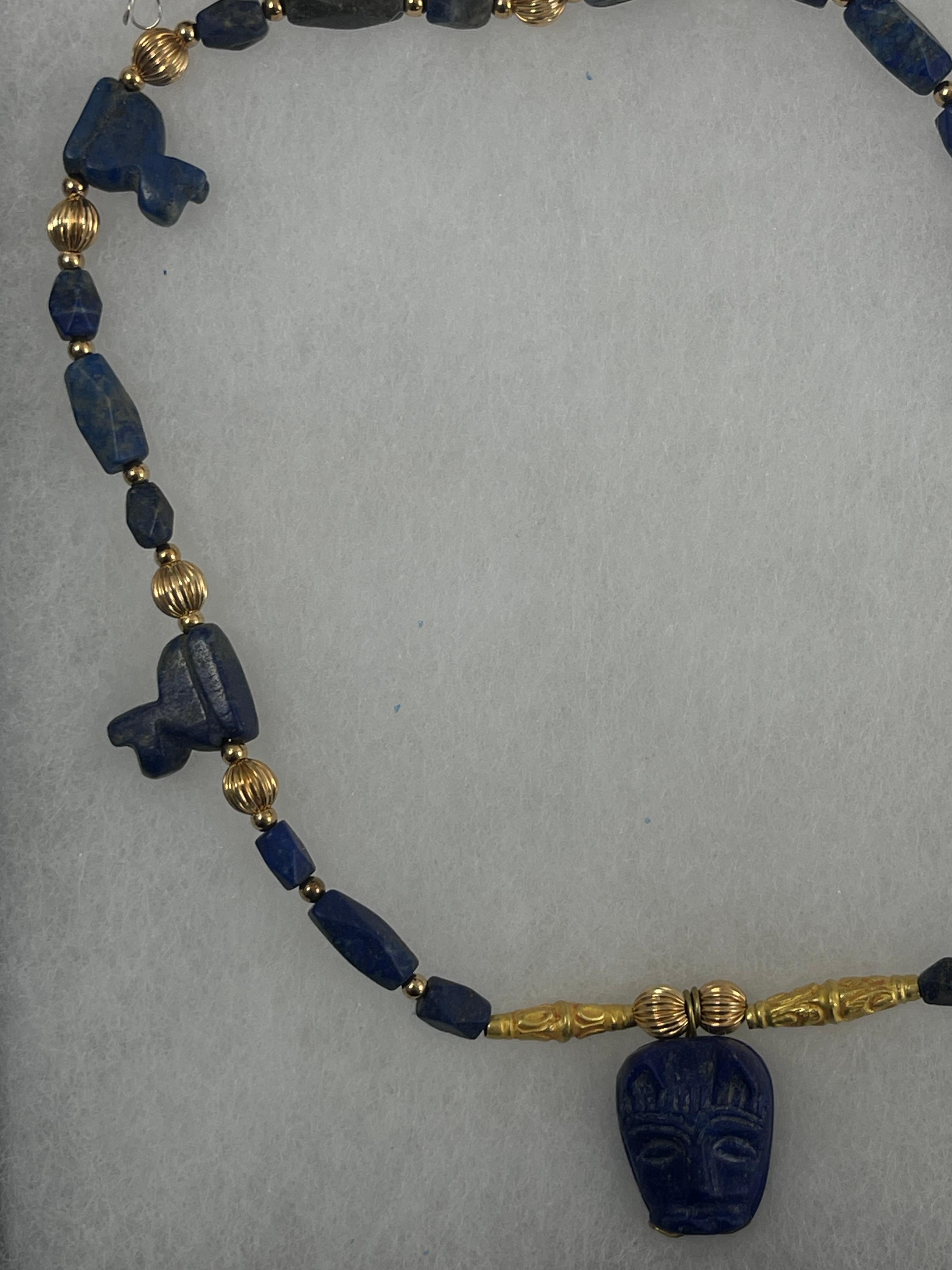 Ancient High Karat Gold Lapis Necklace
