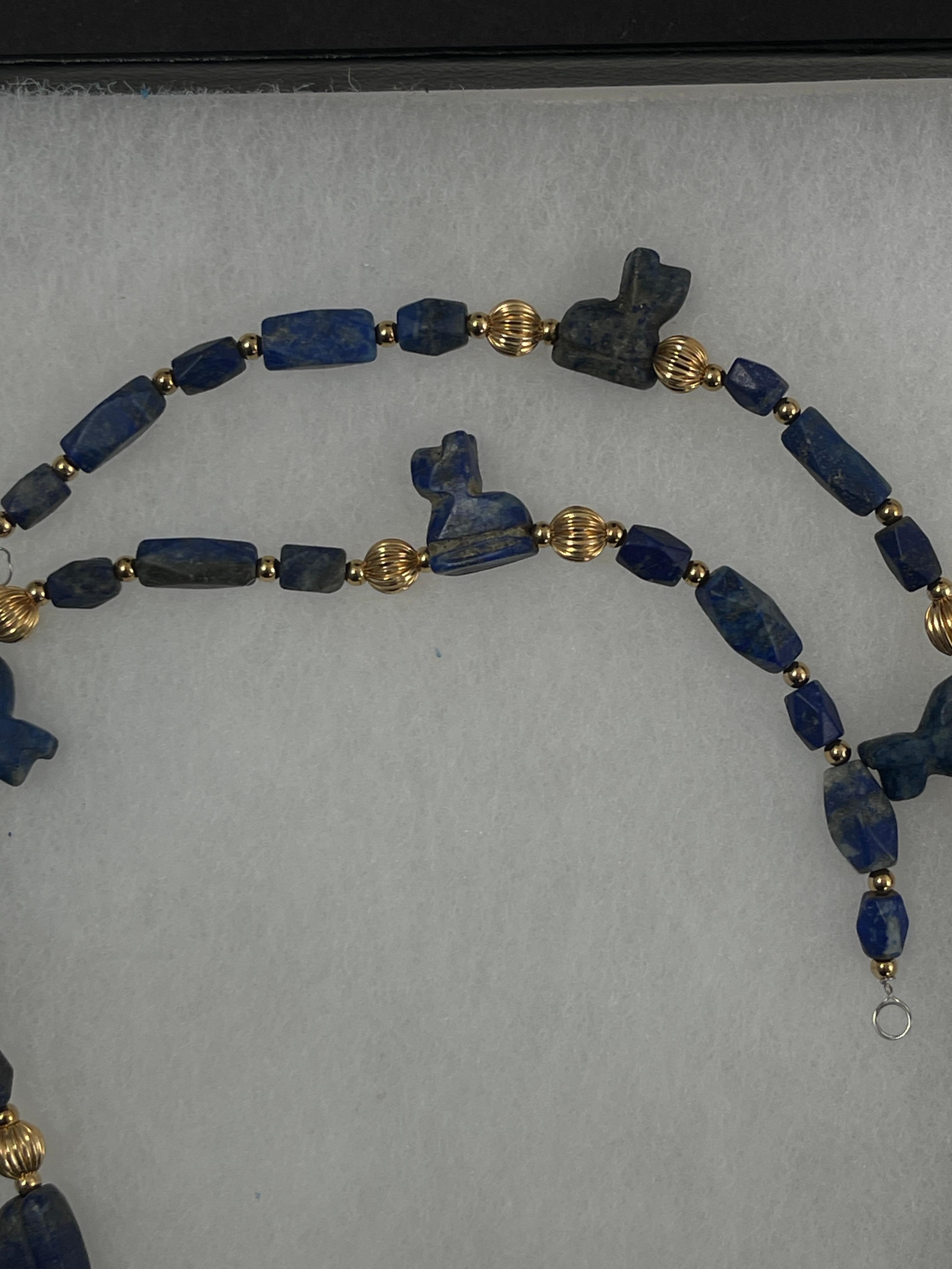 Ancient High Karat Gold Lapis Necklace