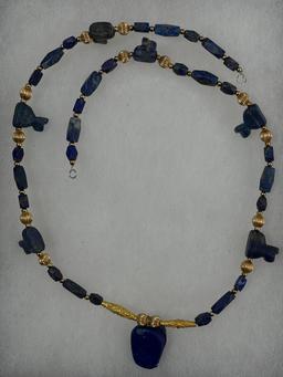Ancient High Karat Gold Lapis Necklace