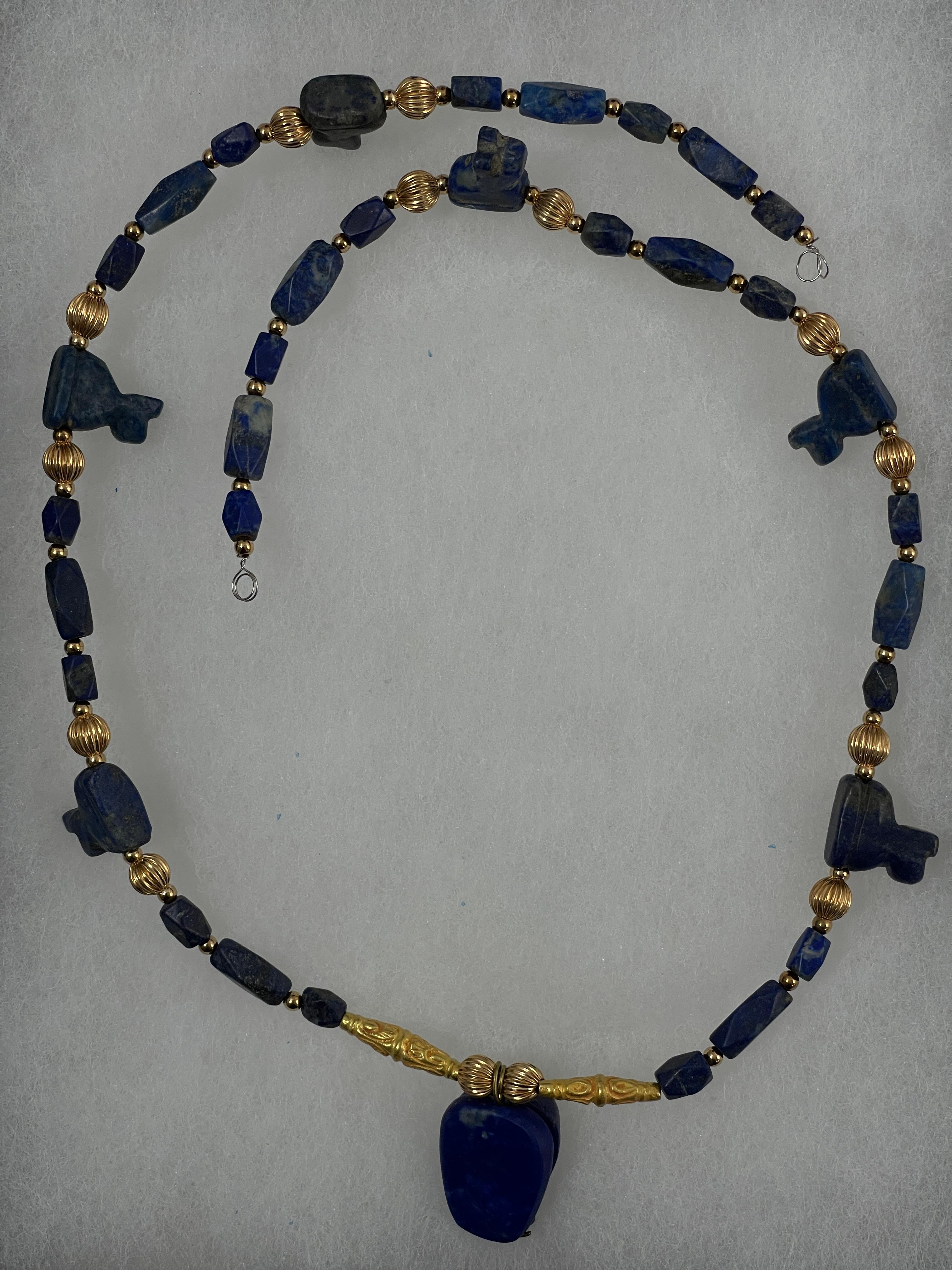 Ancient High Karat Gold Lapis Necklace