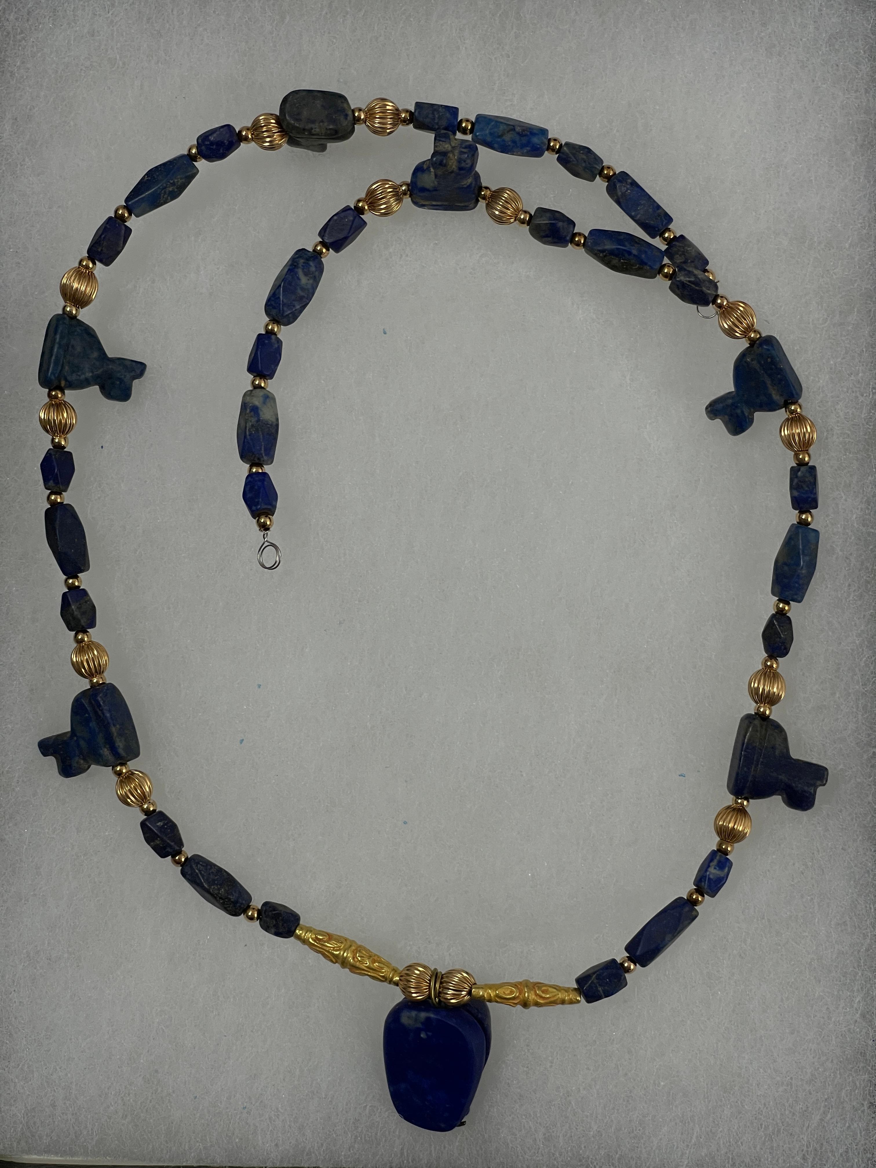 Ancient High Karat Gold Lapis Necklace