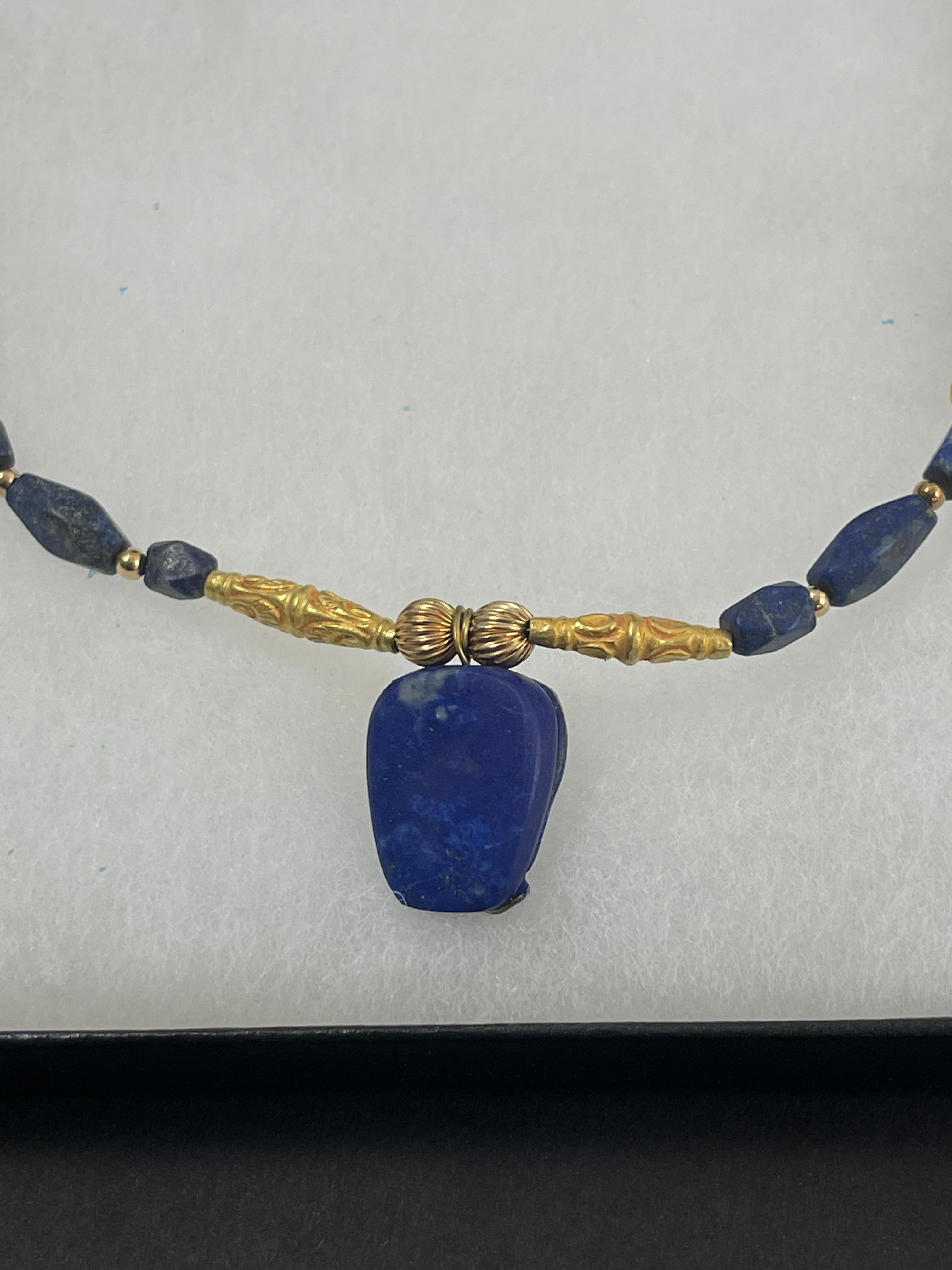 Ancient High Karat Gold Lapis Necklace
