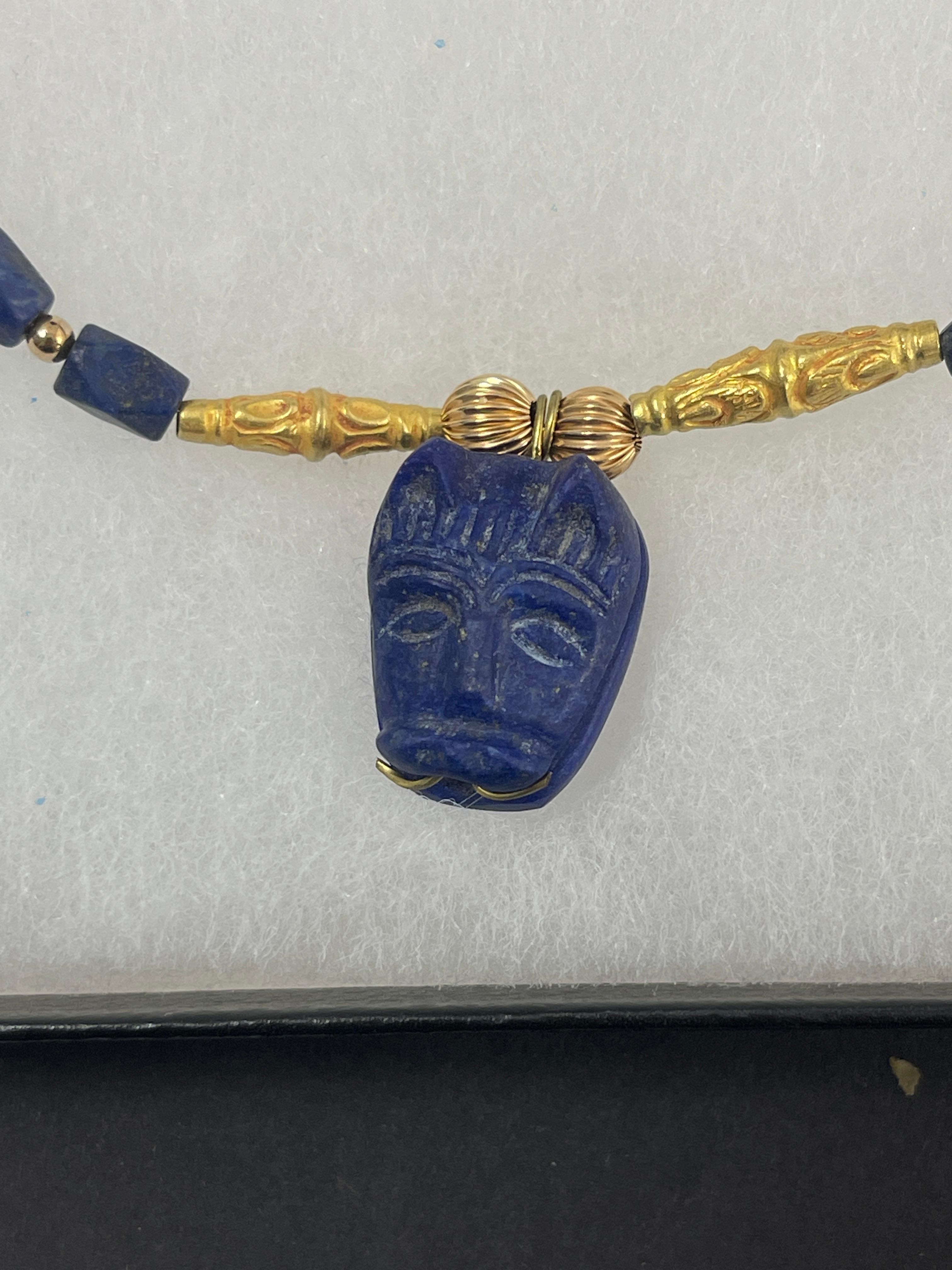 Ancient High Karat Gold Lapis Necklace