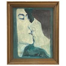 John Lennon (British, 1940â€“1980) â€“ Portrait of John Lennon and Yoko Ono, Oil on Board, Signed