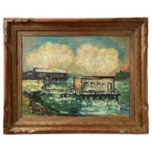 Marion Cox Abstract Seascape, Oil on Board, Signed, Framed