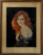 Saturday Evening Post Cover Illustration â€“ Original Pastel Drawing of Red-Haired Lady
