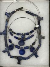 Ancient Primitive Carved Lapis Lazuli Necklaces
