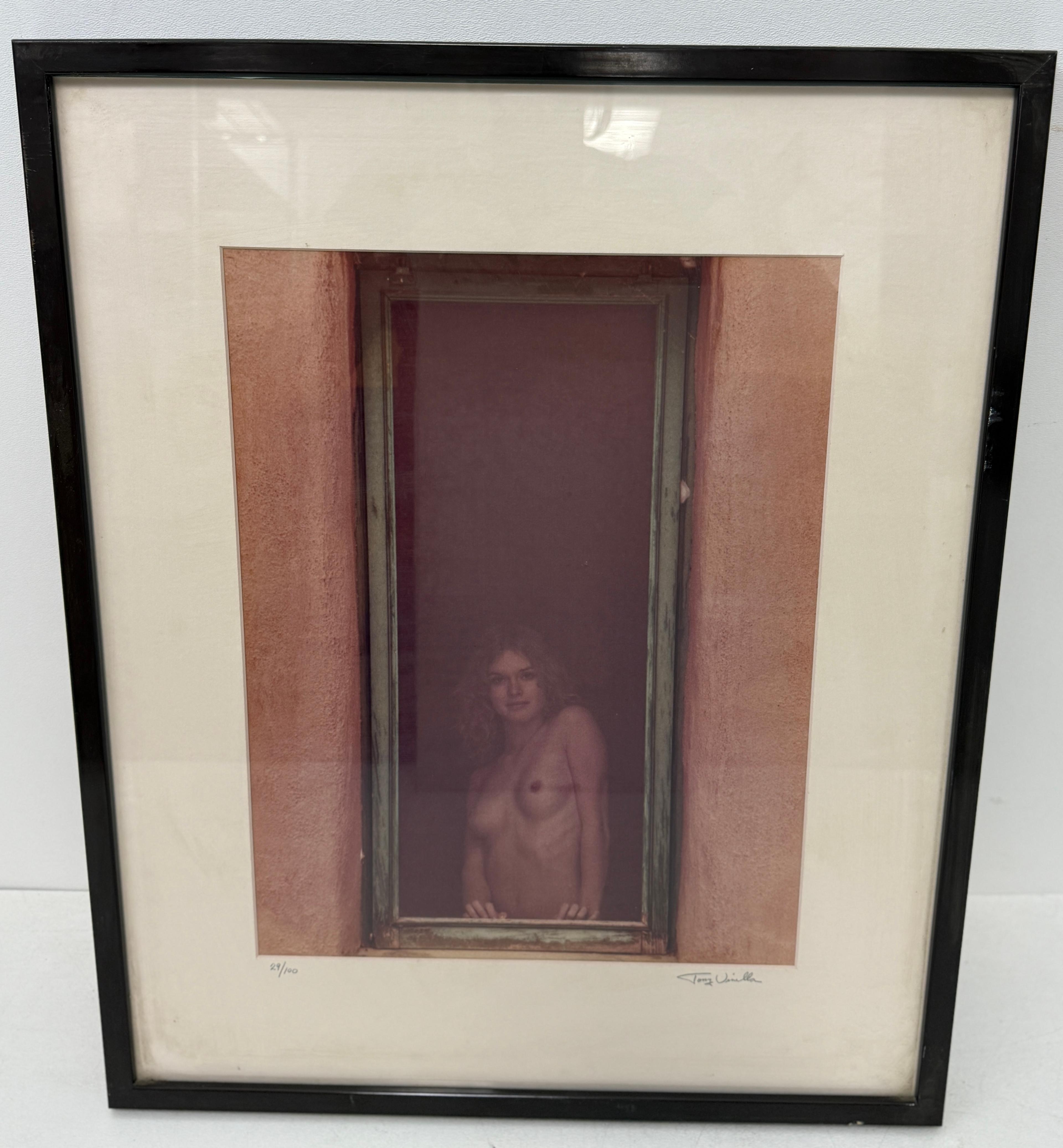 Vintage Tony Venilla Partial Nude Lady Standing in a window