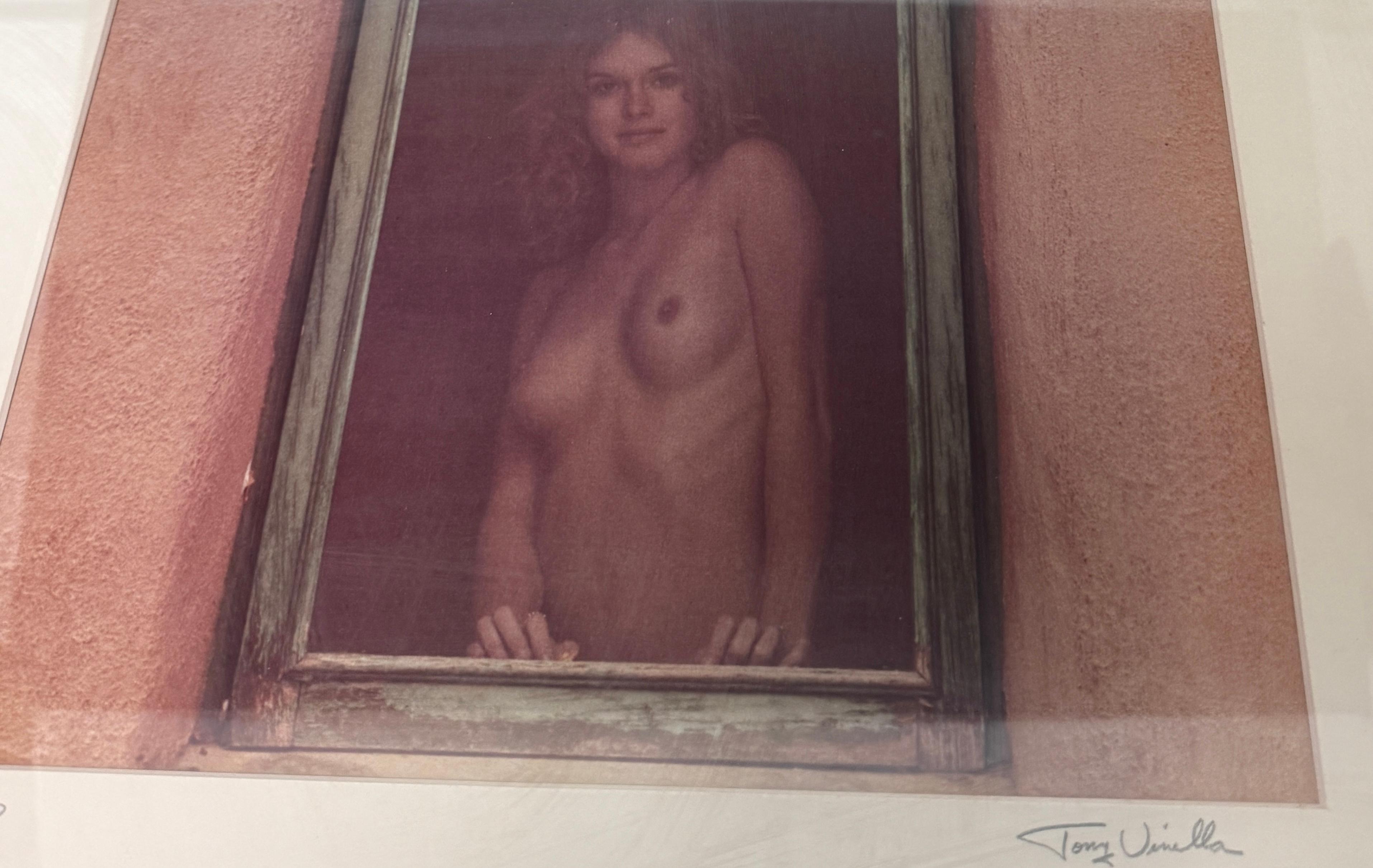 Vintage Tony Venilla Partial Nude Lady Standing in a window