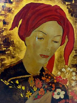 Lacquer on Panel Painting Signed by Alix Ayme