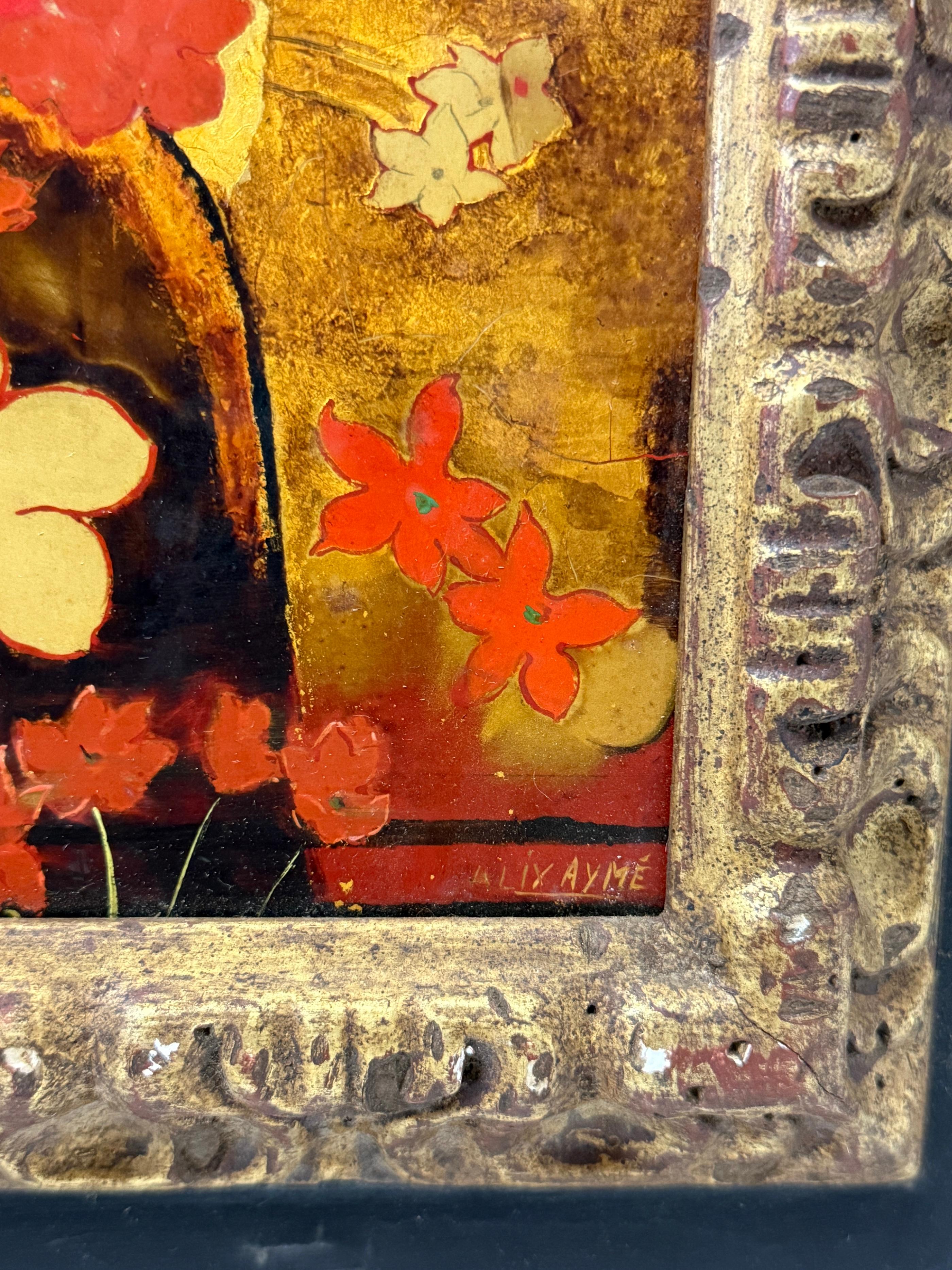 Lacquer on Panel Painting Signed by Alix Ayme