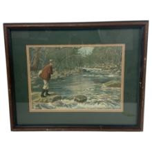 Vintage Colorized Print of "Upstream" By Arthur Burdett Frost