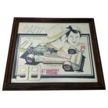 Vintage Colored Sketch of 1976 Indie Car Built and Raced by Agajanian and Grant King-Evil Knievel Sp