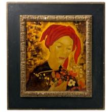 Lacquer on Panel Painting Signed by Alix Ayme