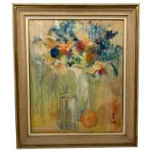 Oil On Canvas Painting Still Life Signed Le Pho