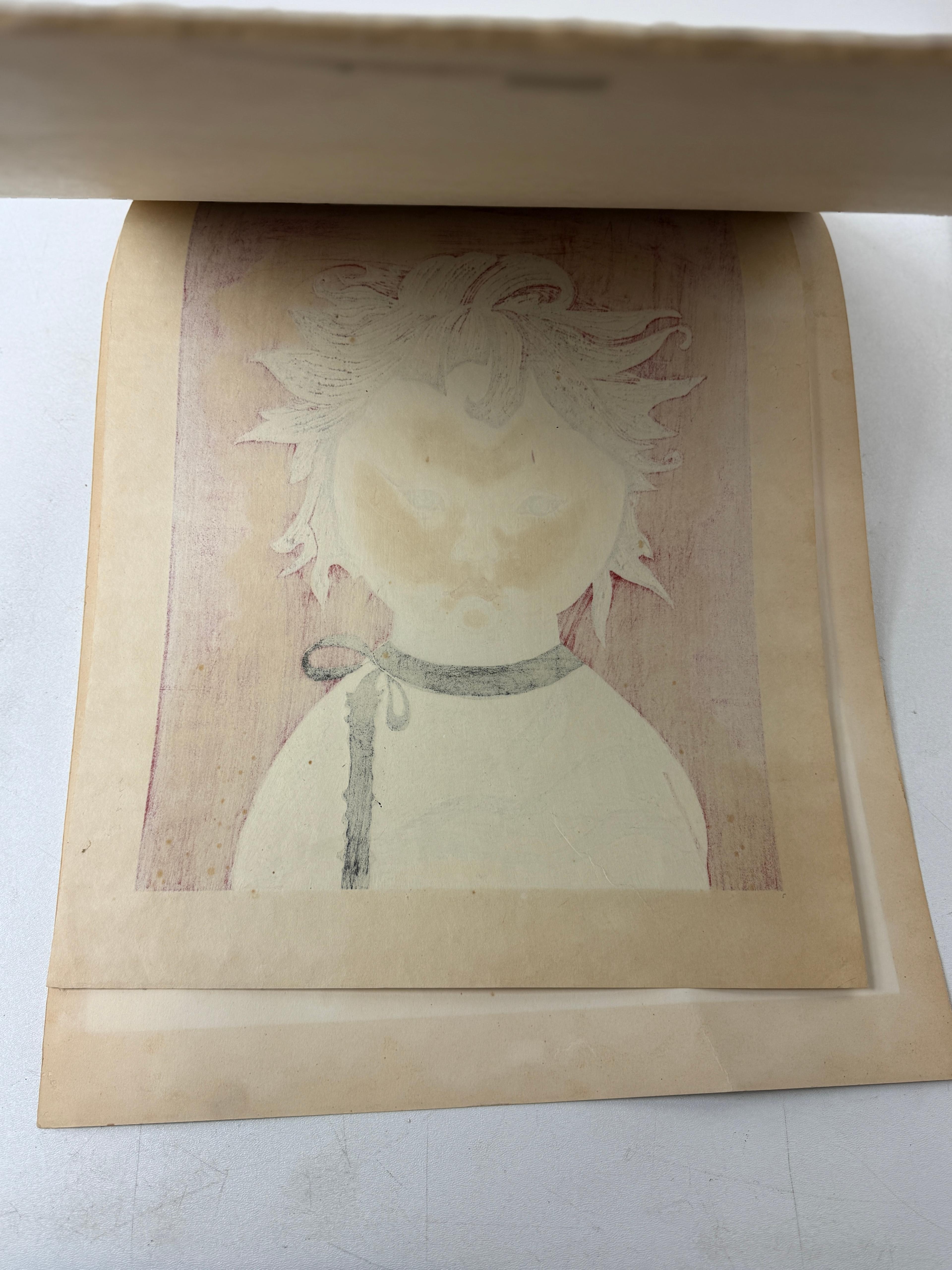 Vintage Lithograph Print Of Young Girl Signed By Jun Ichiro Sekino On The Bottom Right, Limited edit
