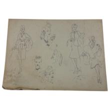 Vintage Origional Sketch of Fashion Art from 1934