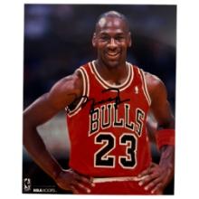 Vintage NBA Bulls Basketball Color Photo Signed Michael Jordan 8 x 10
