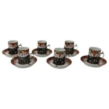 Vintage Royal Crown Derby Imari Porcelain Coffee Set with Sterling Silver Holder
