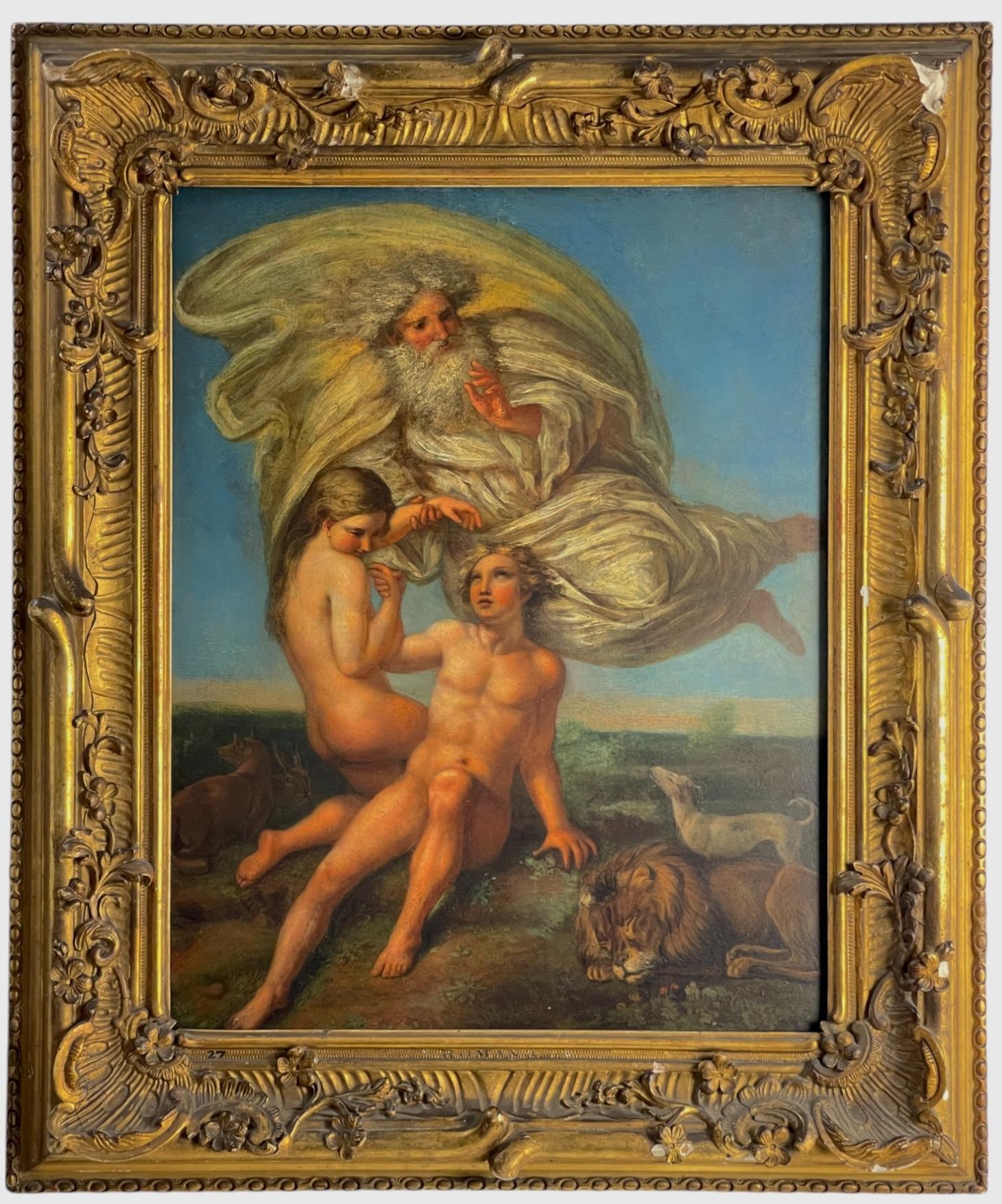 Giulio Pippi, called Giulio Romano - "The Creation of Eve" Oil on Panel