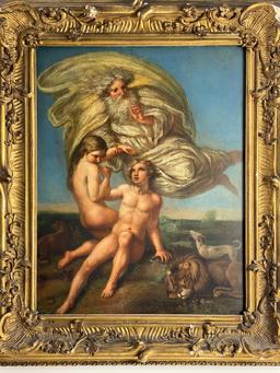 Giulio Pippi, called Giulio Romano - "The Creation of Eve" Oil on Panel